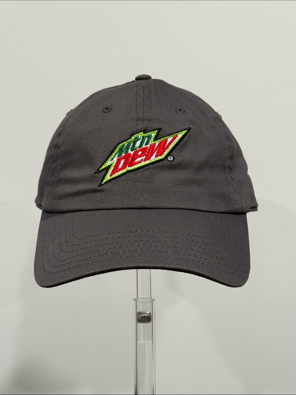 Mountain Dew Embroidered Logo Baseball Cap Charcoal Grey 2018 Pepsi Co OSFM